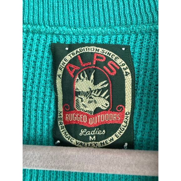 Alps Rugged Outdoors Women’s Vintage Teal Cowl Neck Button Up Sweater size Med - Picture 4 of 5